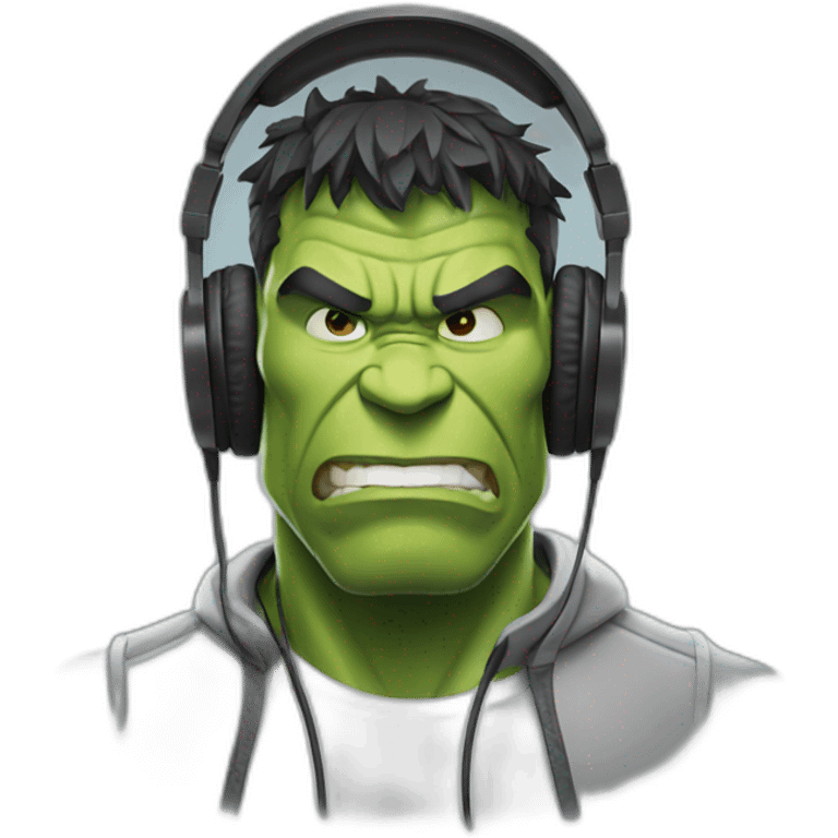 Hulk with headphones emoji