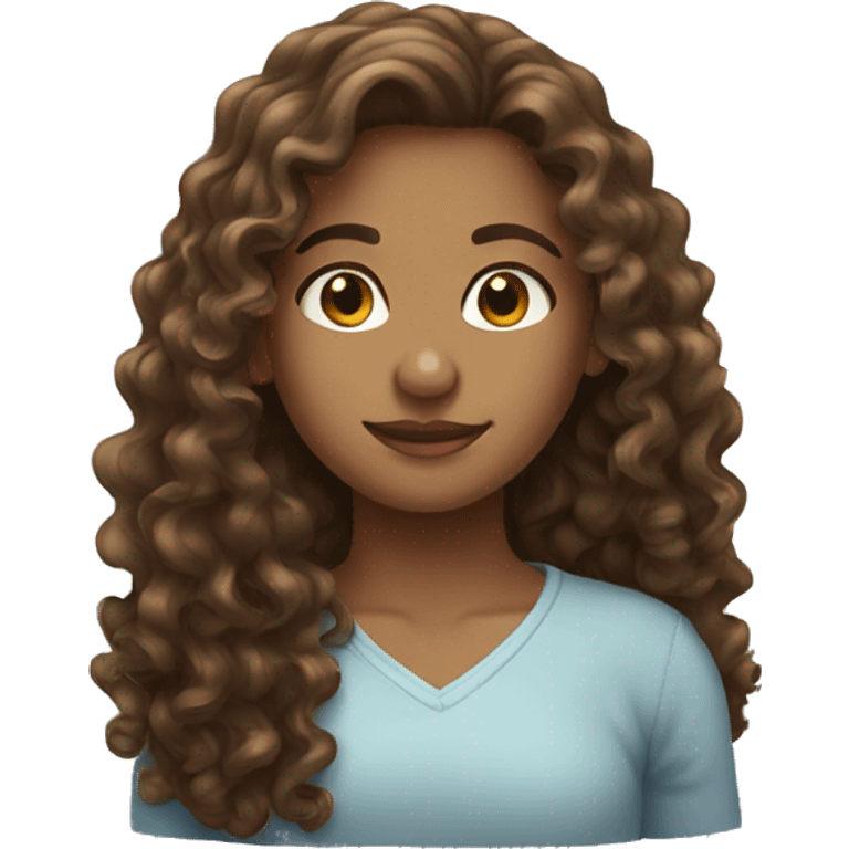 Long brown curly hair girl emoji