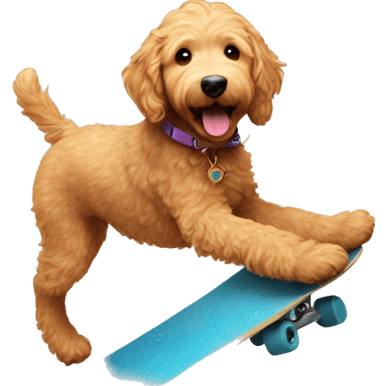 a golden doodle skating emoji