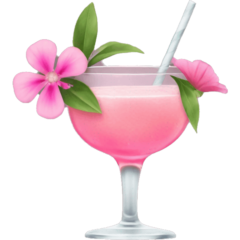 Cocktail with pink flowers emoji