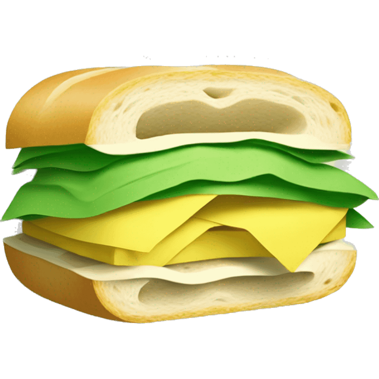 Sandwich wrapped in green-white-yellow paper emoji