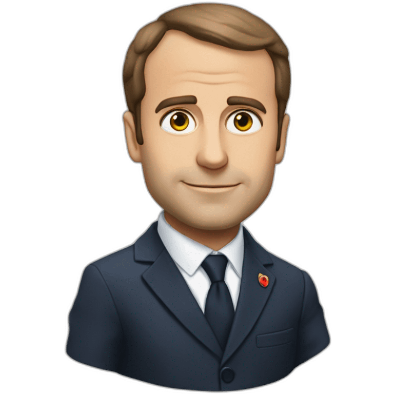 Macron avec des cœur dans les yeux emoji