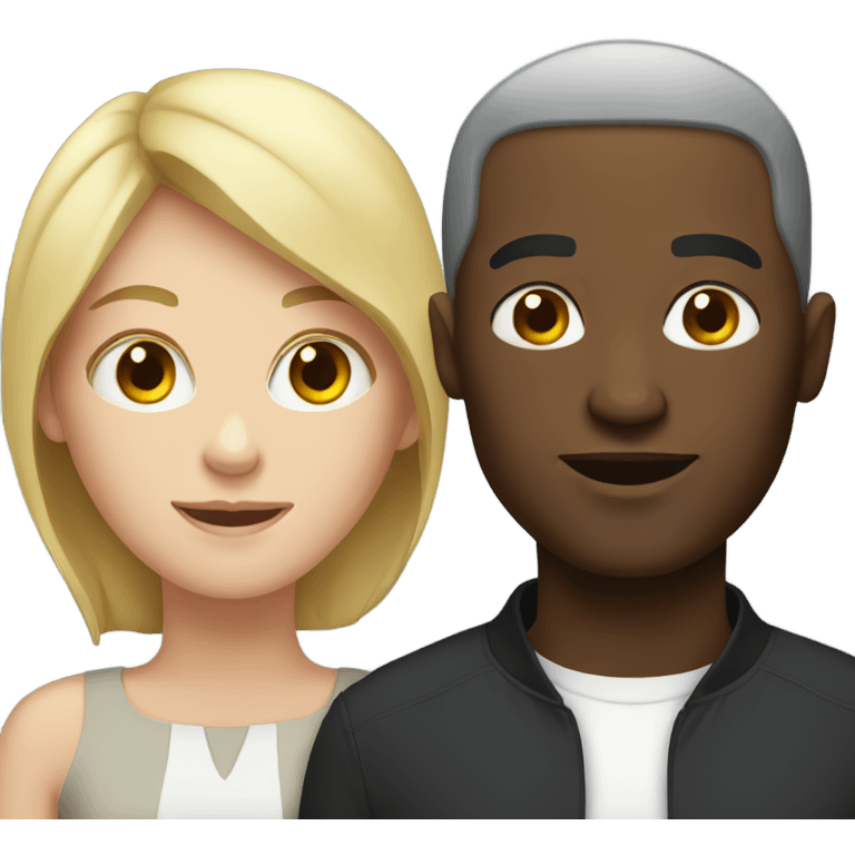 White woman and black man emoji