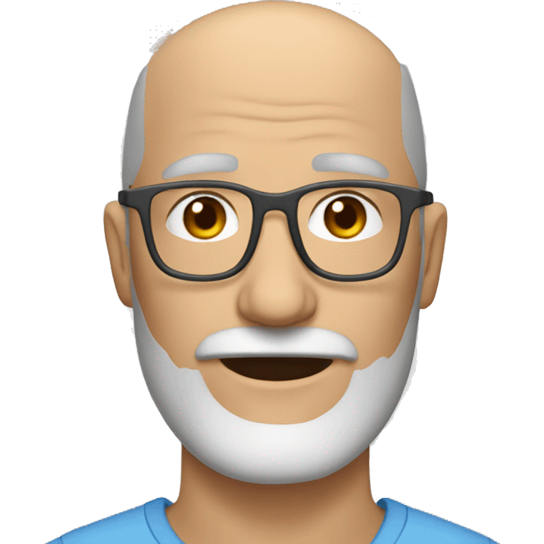 Bald slightly older guy with blue eyes and dark grey beard and glasses emoji