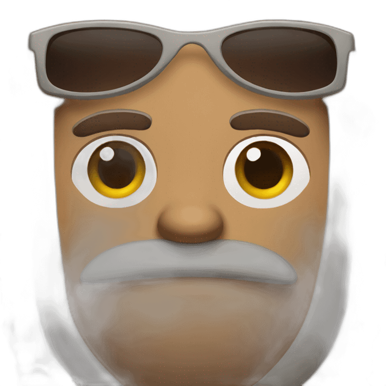 man with brown hear, brown mustache and brown beard. he has sunglasses emoji