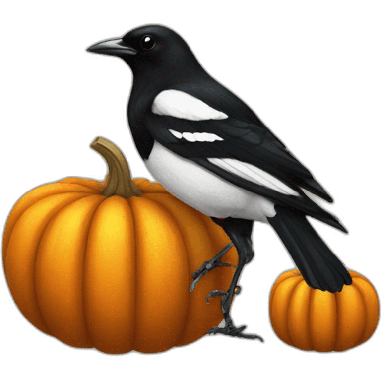 magpie on a pumpkin emoji