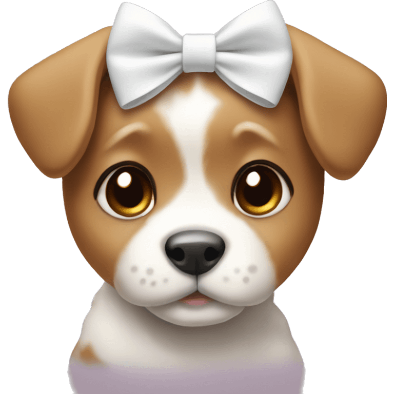 cutest puppy with white bow emoji