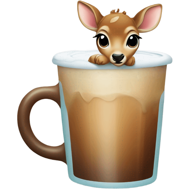 Baby deer drinking iced coffee emoji