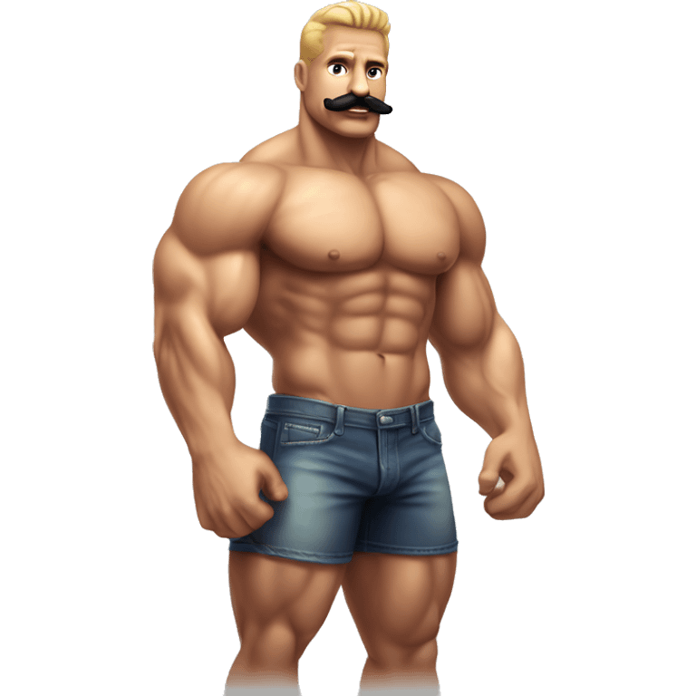 Muscular gay bodybuilder with mustache bikini realistic emoji