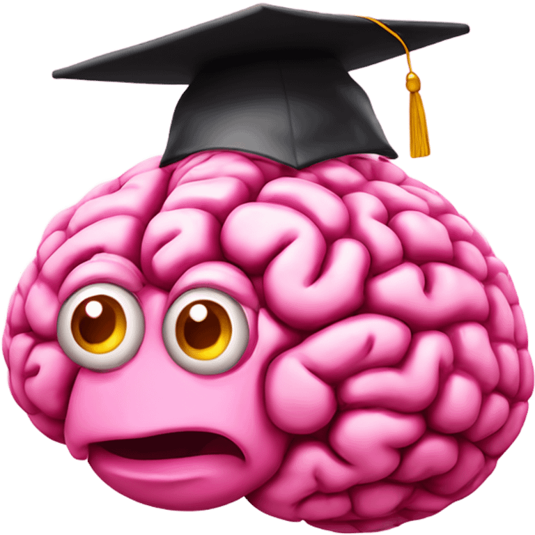 pink brain in a pink graduation hat, do not put face or eyes on brain, all elements must be pink emoji