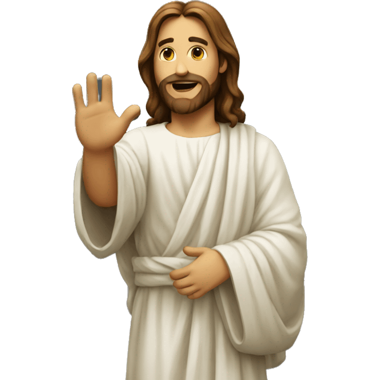 Jesus emoji tipping his hand by his shoulder emoji