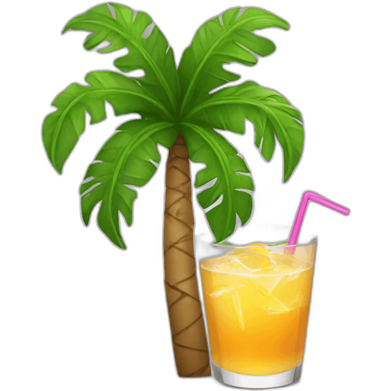 palm with sunglasses and a drink emoji