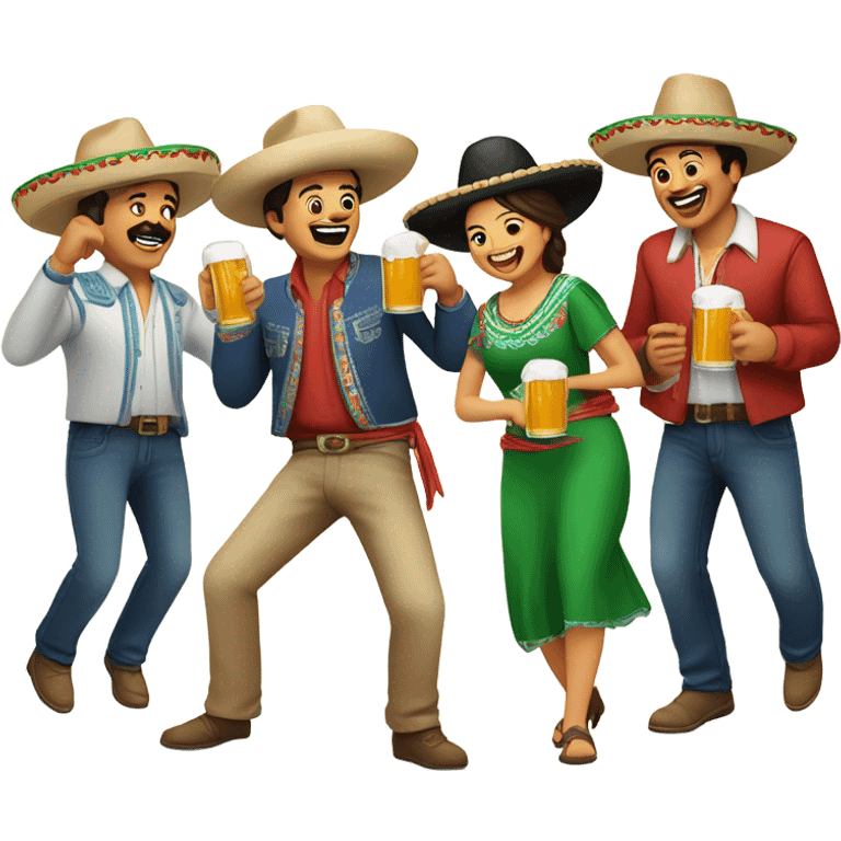 mexican drinking beer and dancing emoji