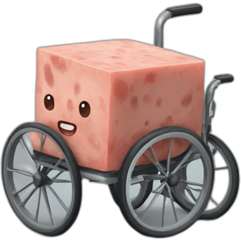 small meat cube in small wheelchair emoji