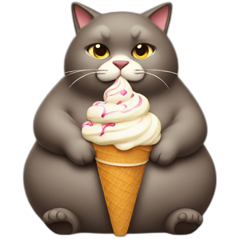 fat lazy cat with ice cream emoji