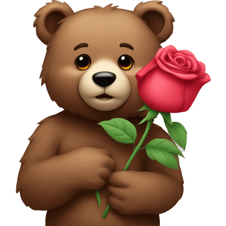 Bear holding a rose ￼ emoji