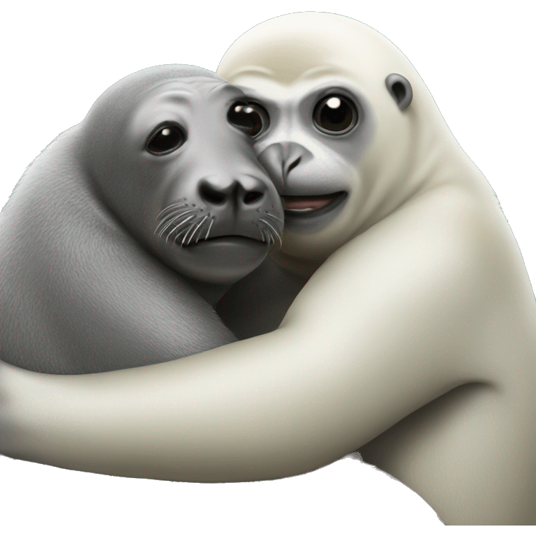 seal hugging ape emoji