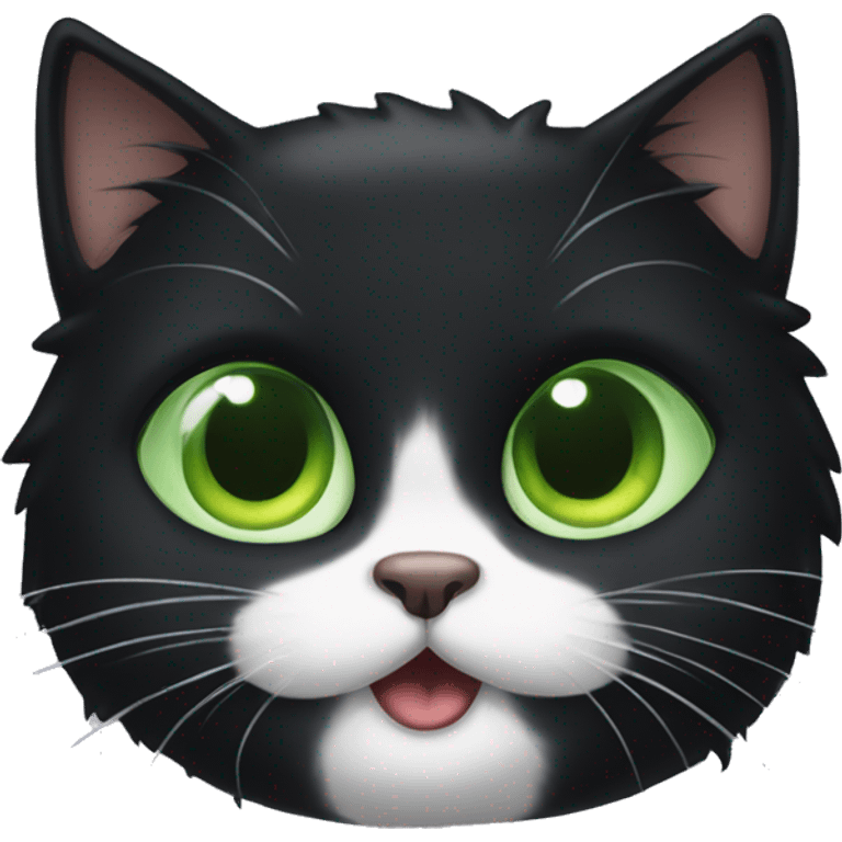 Black haired cat with green eyes peek a boo emoji