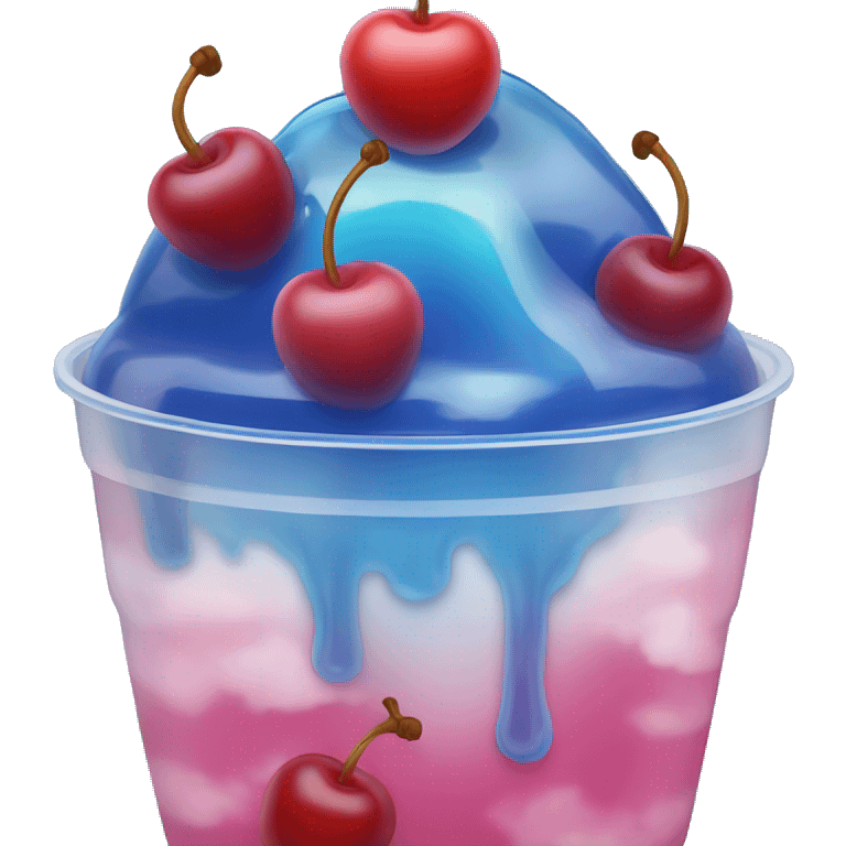 Blue sky jelly with a cherry on top and clouds in a class cup emoji