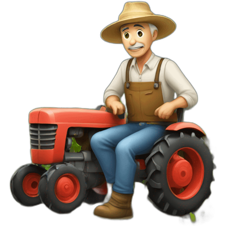 poor farmer with old tractor emoji