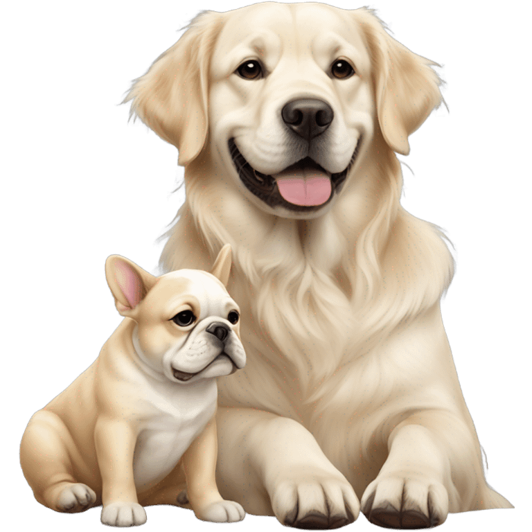 english cream golden retriever and a french bulldog as best friends emoji