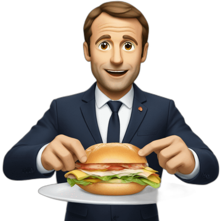 Macron qui mange un sandwich emoji