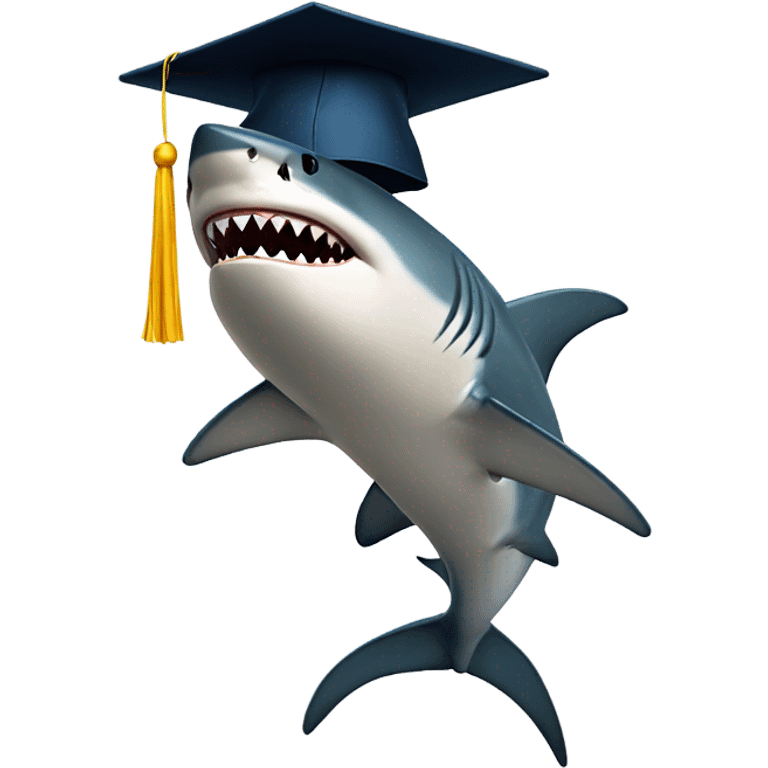 A shark holding a graduation cap and a diploma emoji. emoji