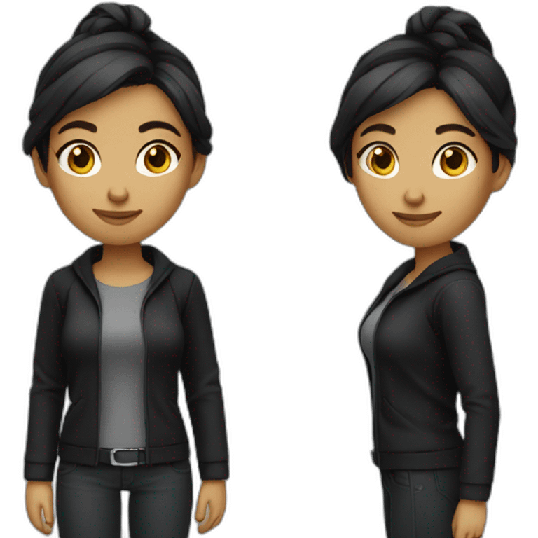 junior woman it developer medium hair no glasses black outfit emoji