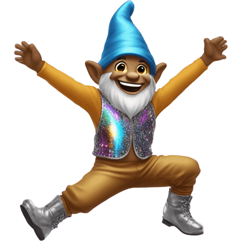 A gnome doing the disco emoji