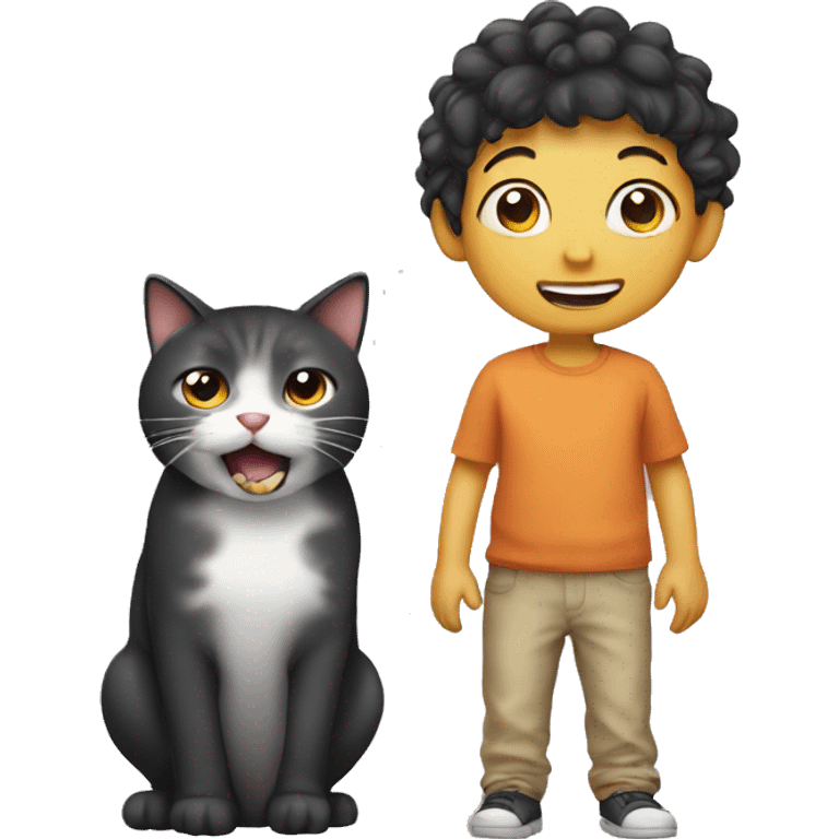 Child with cat and farting emoji