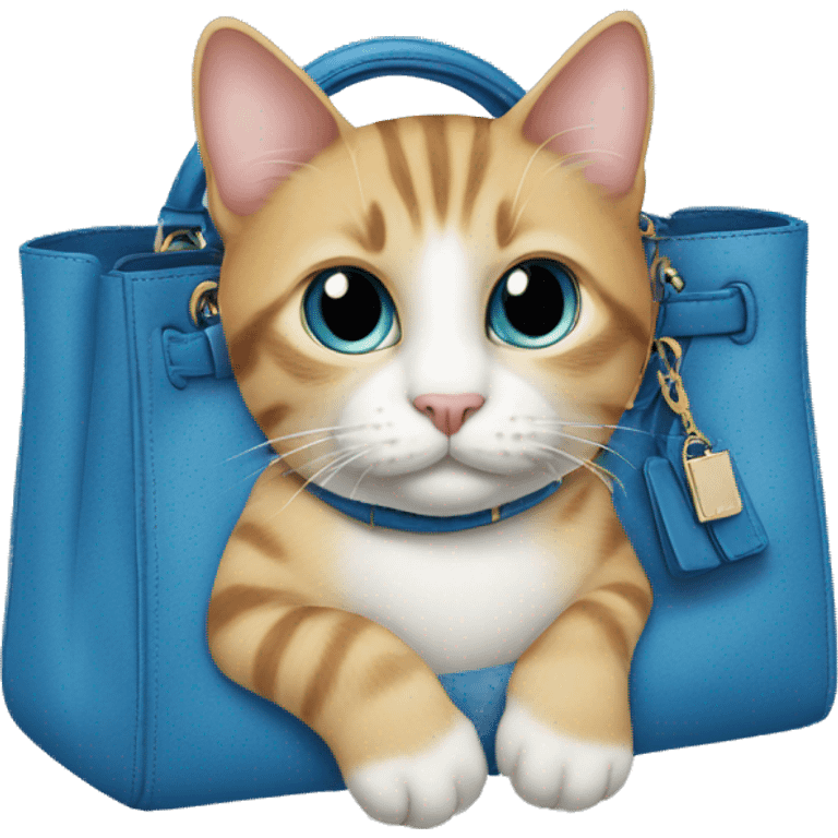 cat in a blue birkin bag emoji