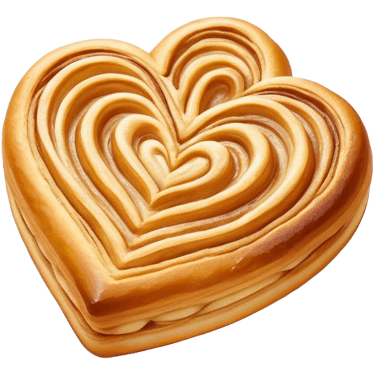 Cinematic crisp palmier, golden-brown heart-shaped pastries, perfectly caramelized layers, delicate and flaky, warm glowing background, inviting and delicious. emoji