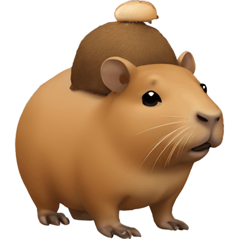 Capybara with a guinea pig on its head emoji