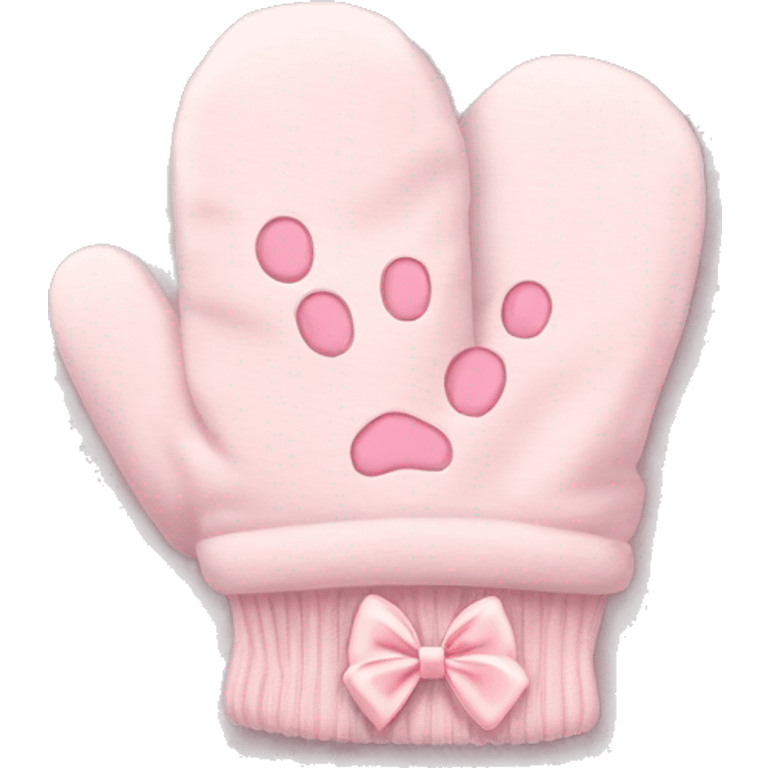 pale pink mittens with paw print and pale pink bow emoji