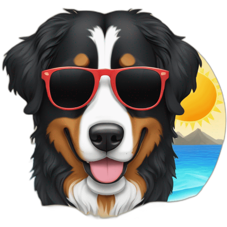 bernese mountain dog beach sand sea sun glasses emoji