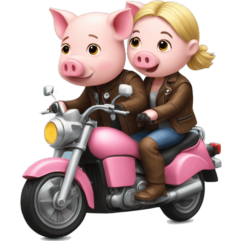 pig couple riding motorcycle emoji