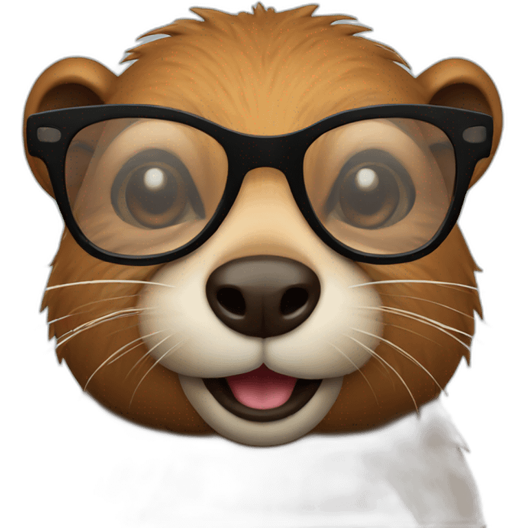 Beaver with glasses emoji