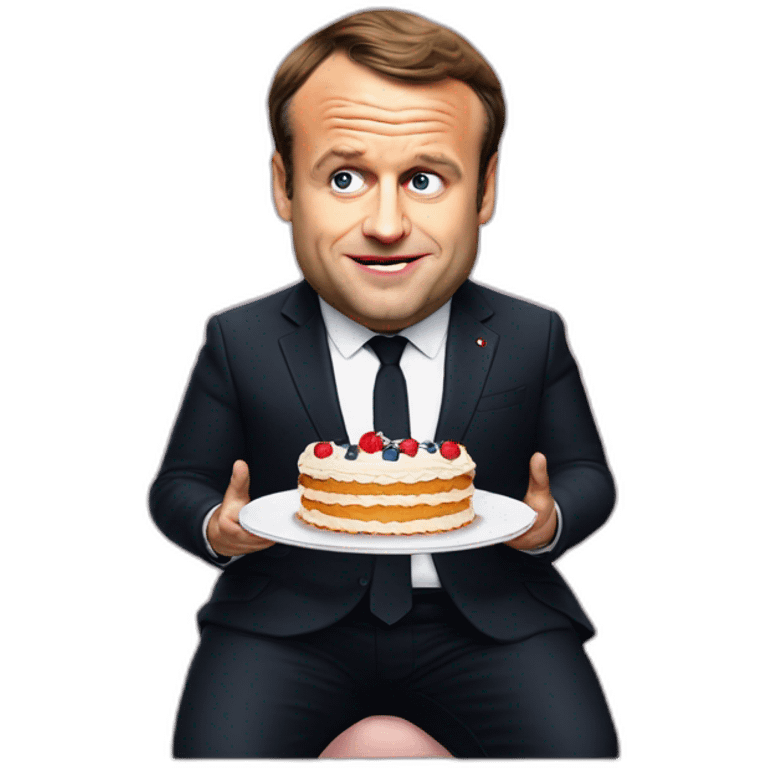 fat emmanuel macron eating cake emoji