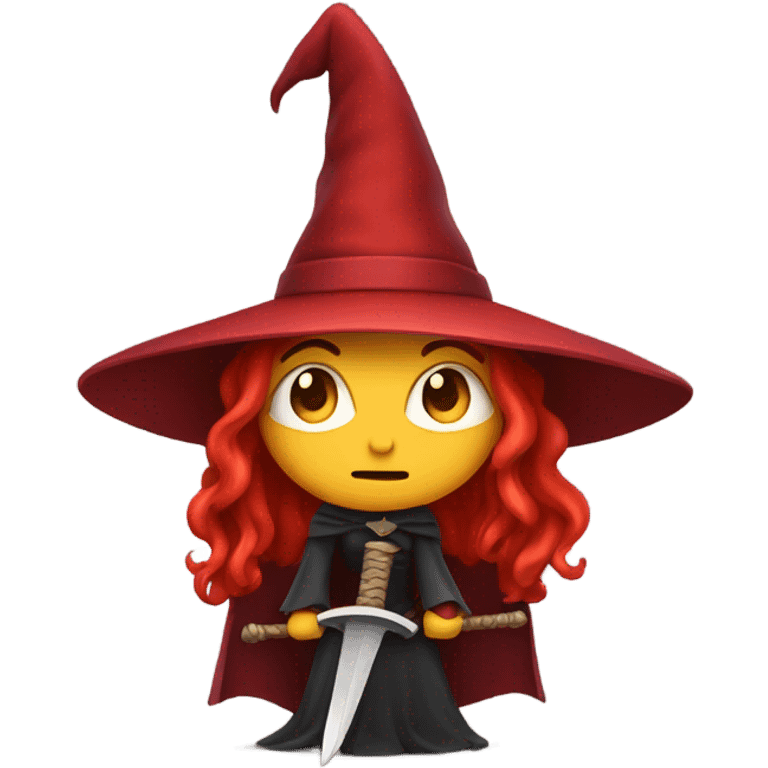 Red witch holding a sword emoji