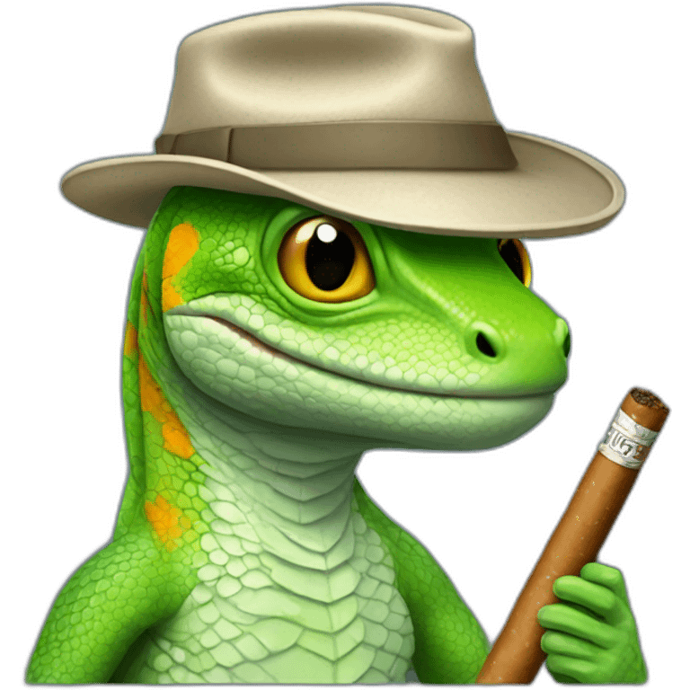 Lagarto con gorra y cigarro emoji