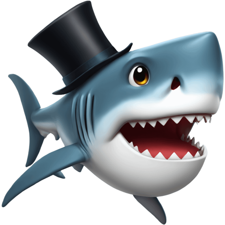 Shark with a top hat emoji