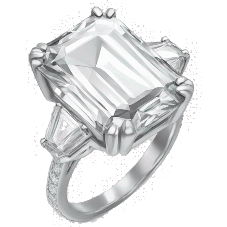 Emerald cut diamond ring silver emoji