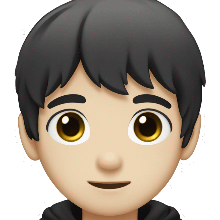 Omori, boy, black hair, black shirt, white skin emoji