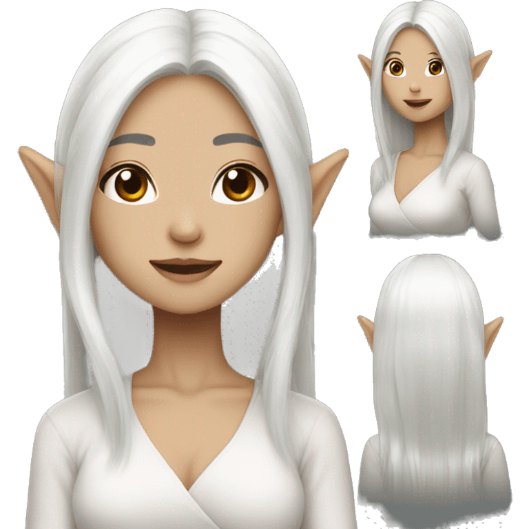 Asian feminine body slim long white hair elf  emoji