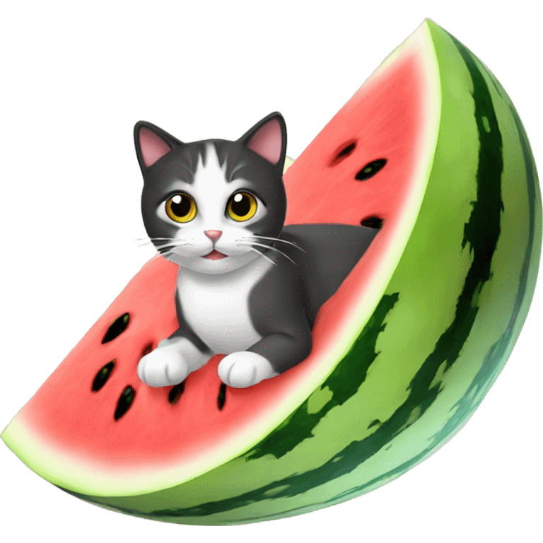 Cat on a watermellon emoji