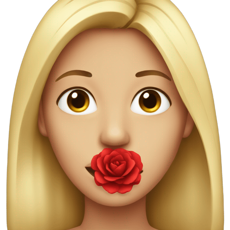 pretty face with red flower in her mout emoji