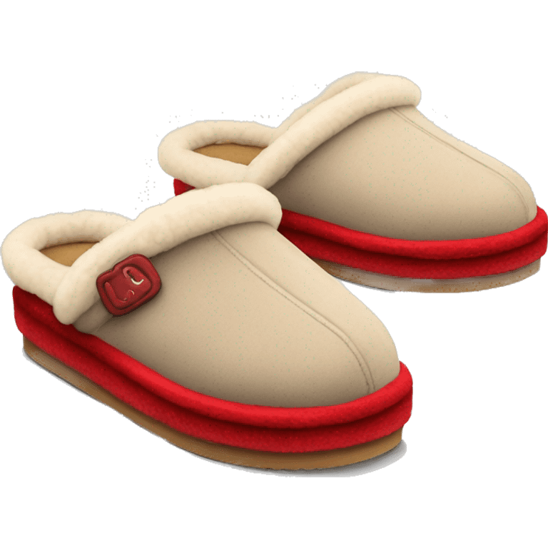 Ugg platform slippers with red details on the edge emoji