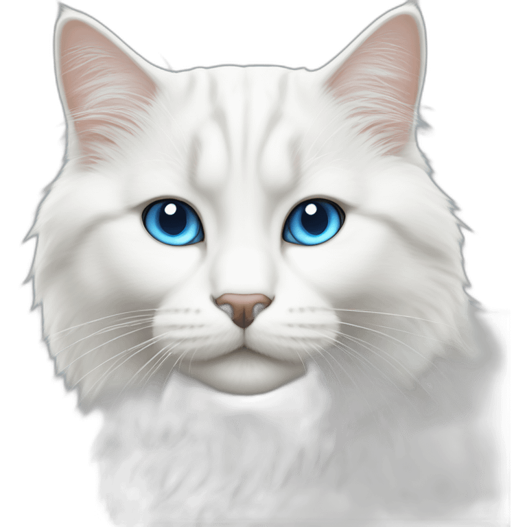 Siberian white cat with blues eyes emoji