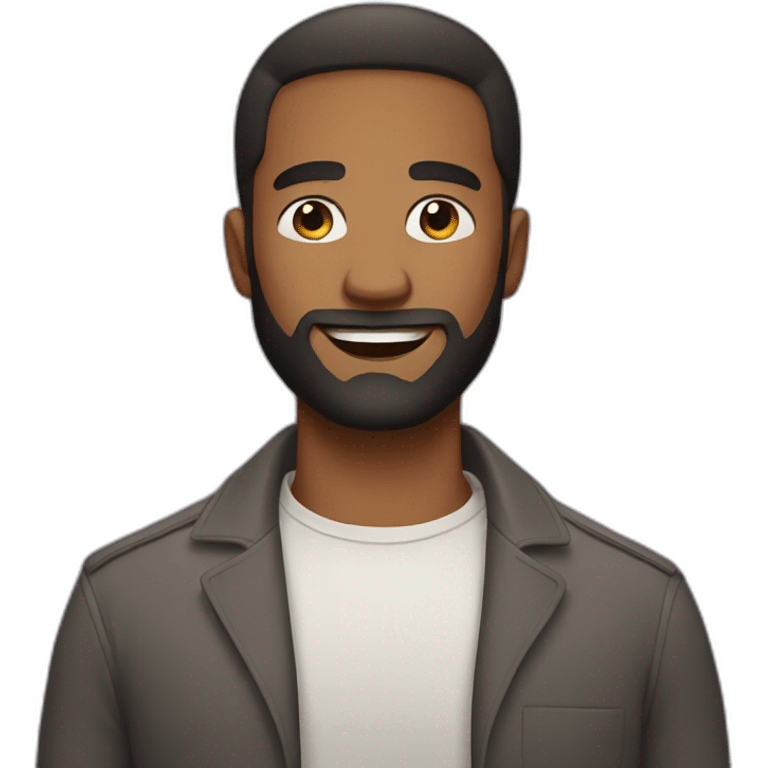 confident man with beard with straight hair emoji