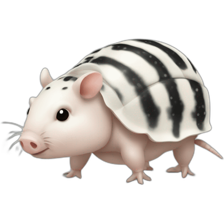 White pig armadillo centipede with black spots emoji